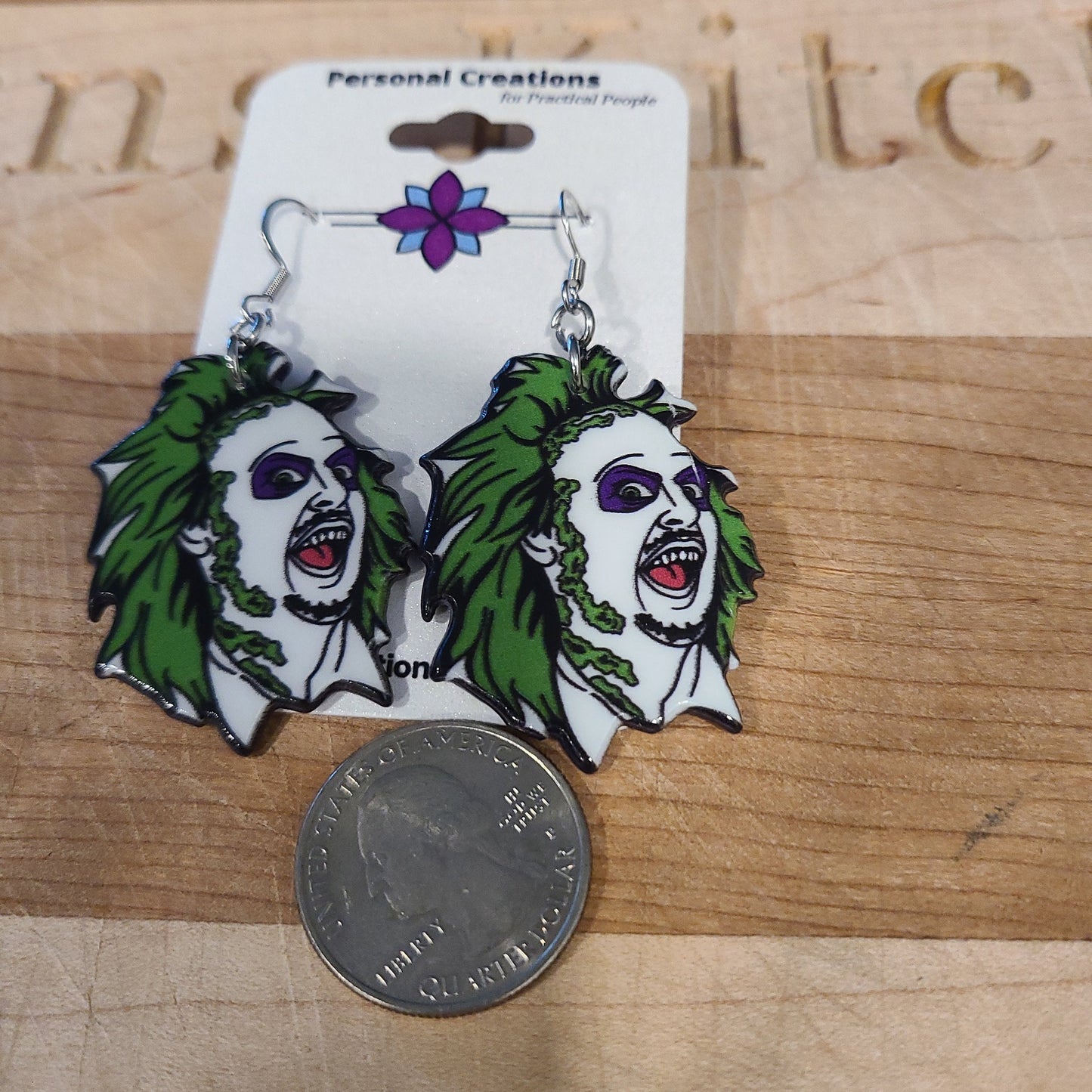 Handmade Halloween BeetleJuice Earrings