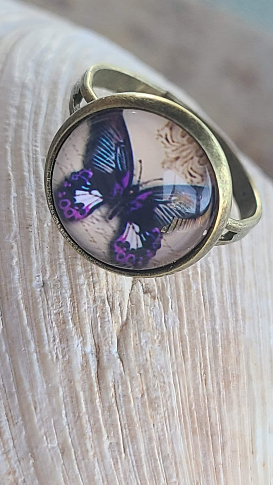 Adjustable Rings with 12mm Glass Cabochon