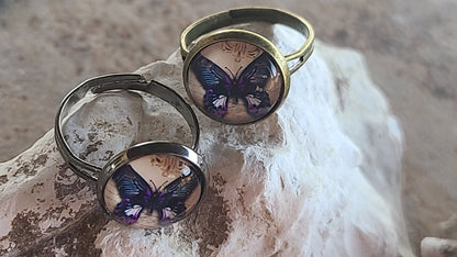 Adjustable Rings with 12mm Glass Cabochon