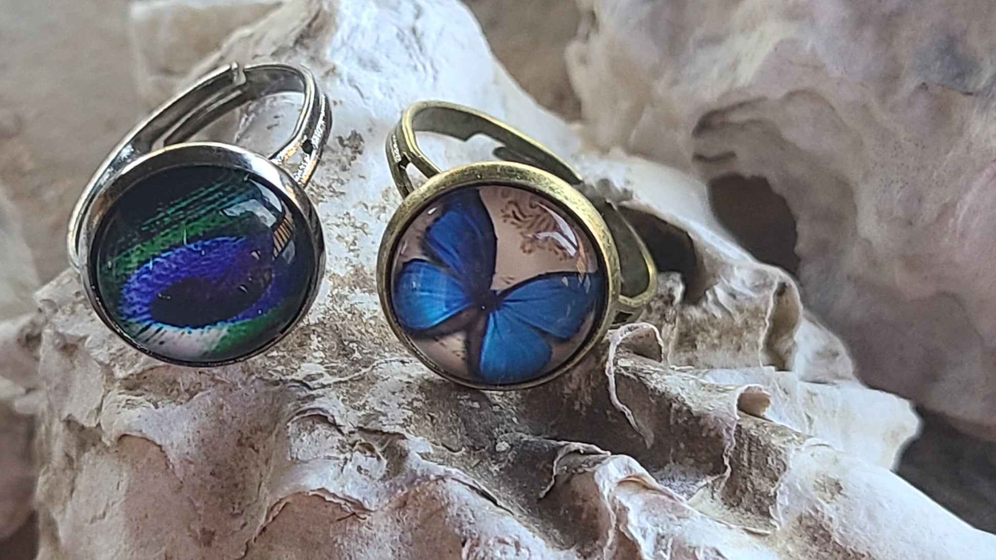 Adjustable Rings with 12mm Glass Cabochon