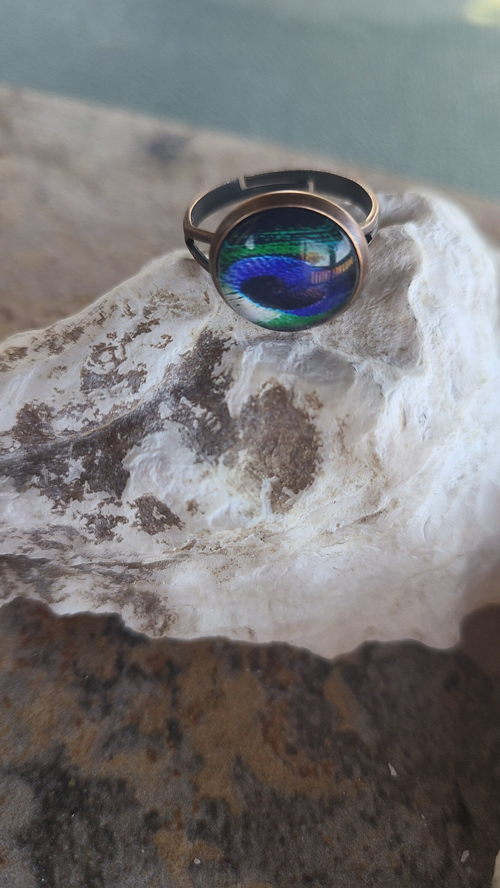 Adjustable Rings with 12mm Glass Cabochon