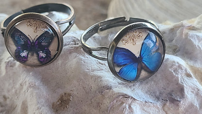 Adjustable Rings with 12mm Glass Cabochon