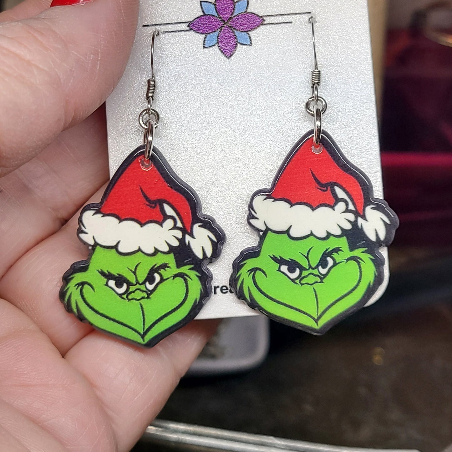 Handmade Christmas Grinch Earrings - Great Gift