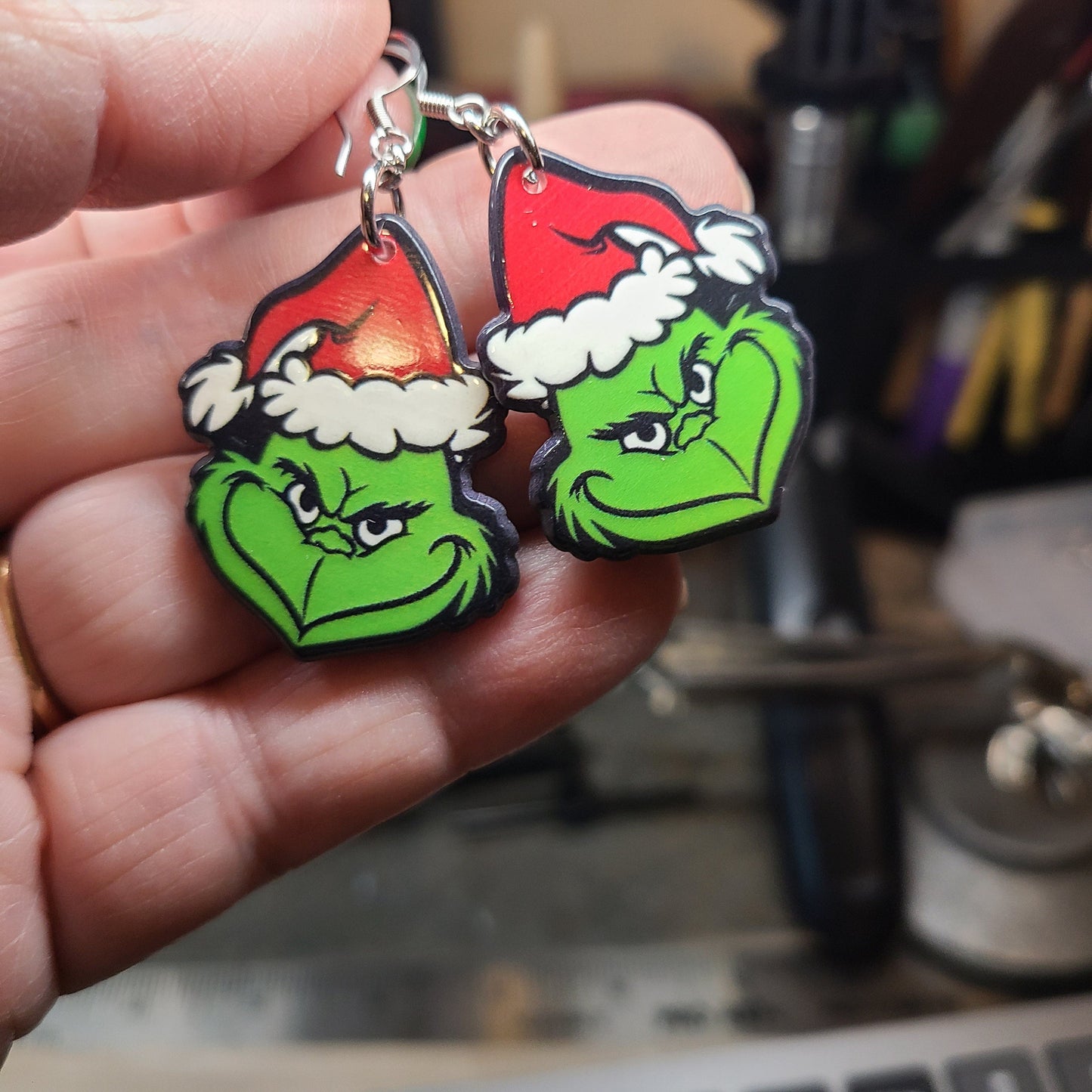 Handmade Christmas Grinch Earrings - Great Gift