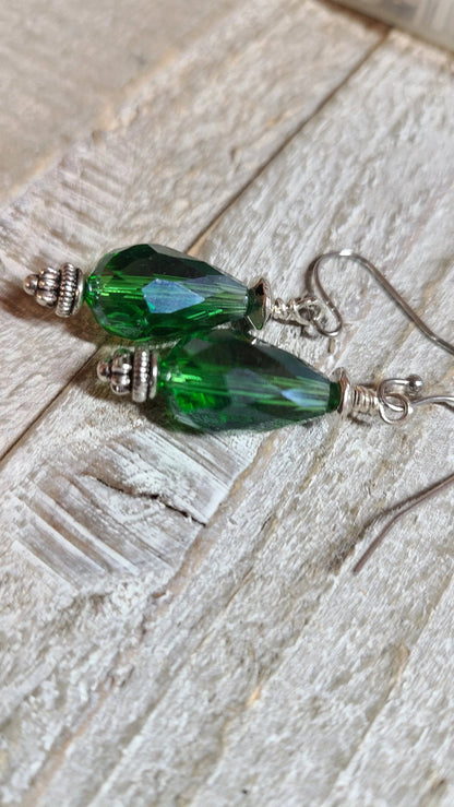 Handmade Green Crystal Earrings Great Gift