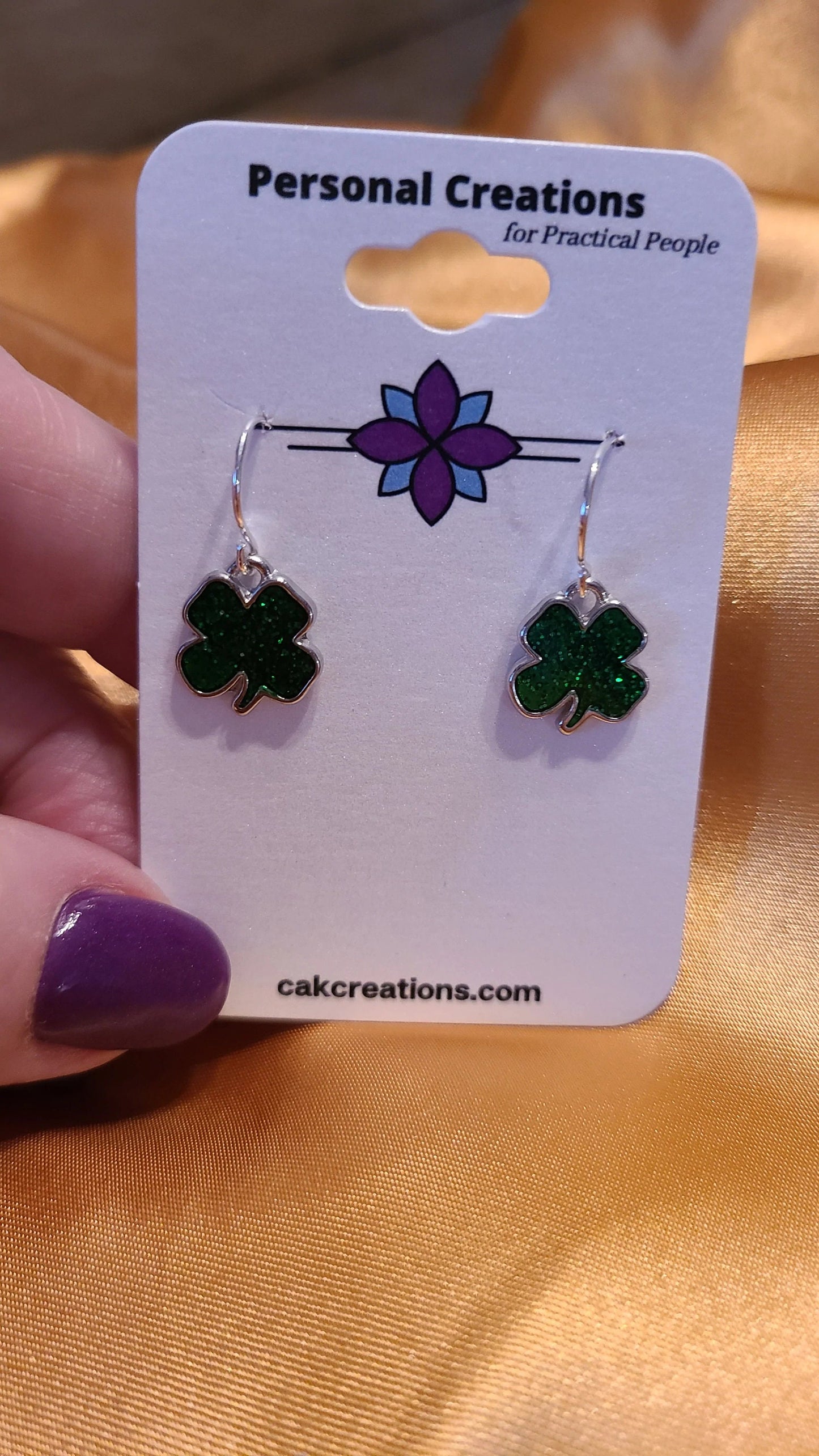 Handmade Glittery Irish Luck Earrings 2