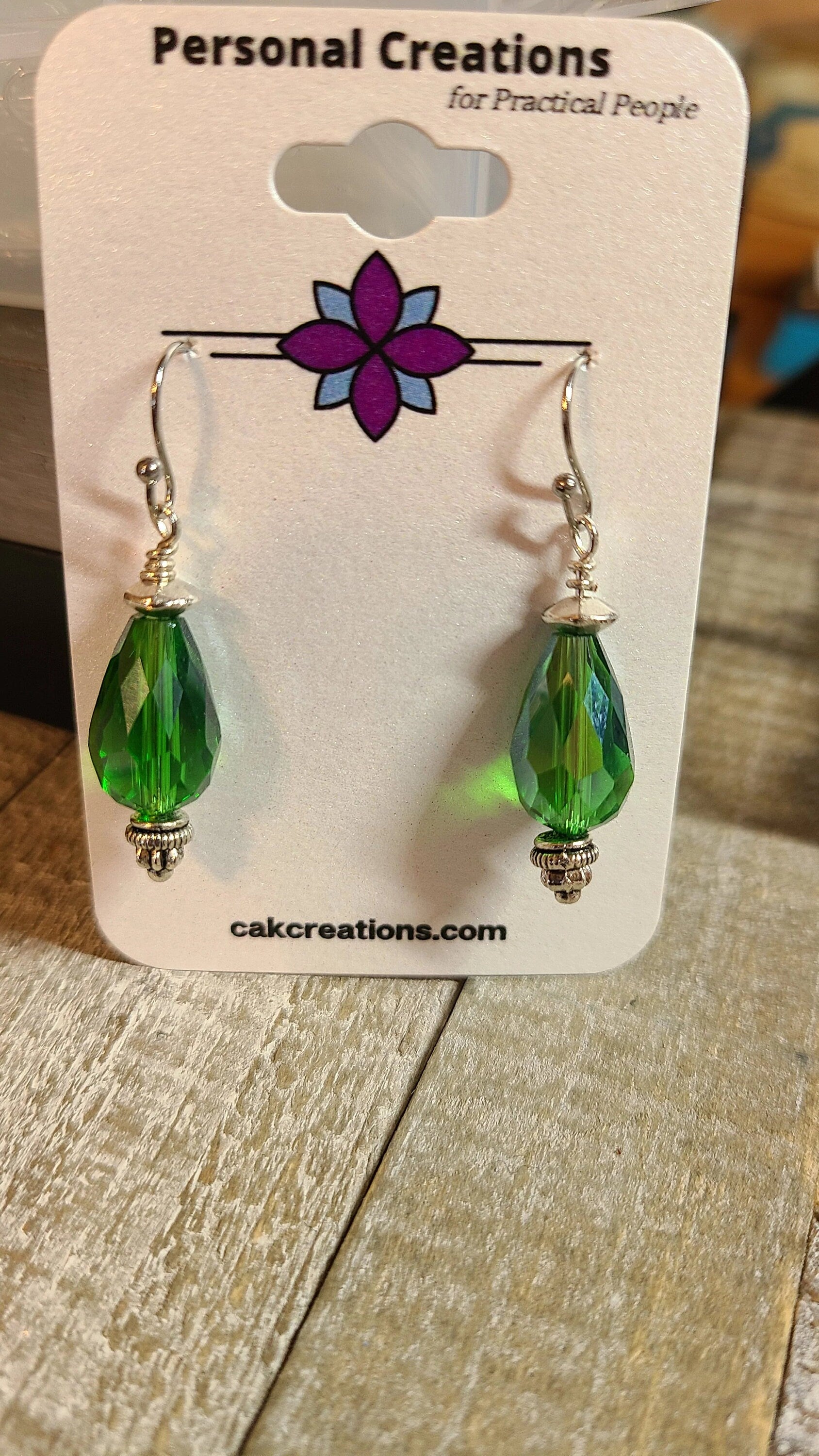 Handmade Green Crystal Earrings Great Gift