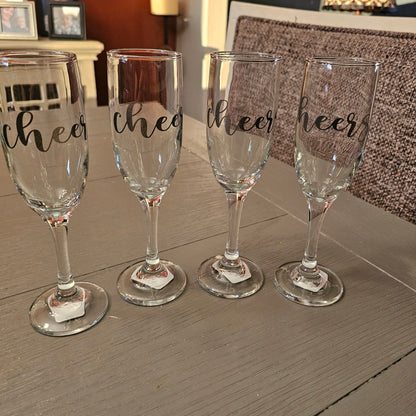 Engraved Stemware - Champagne Glasses - Set of 4