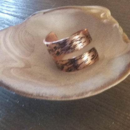 Textured Copper Wrap Around Ring - Size 8