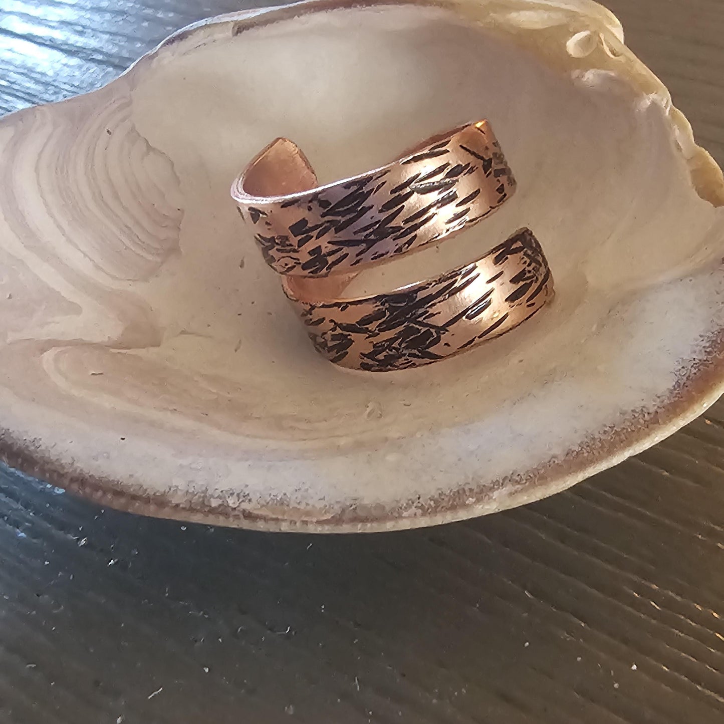 Textured Copper Wrap Around Ring - Size 8