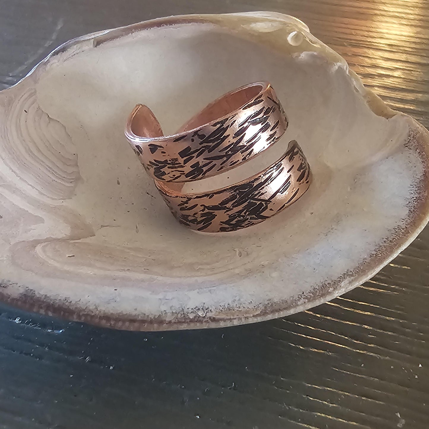 Textured Copper Wrap Around Ring - Size 8