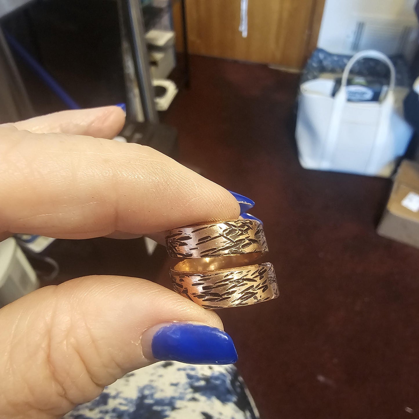 Textured Copper Wrap Around Ring - Size 8