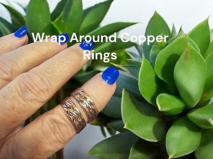 Textured Copper Wrap Around Ring - Size 8