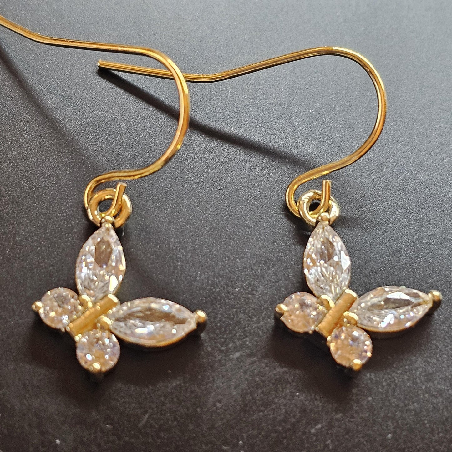 CZ light Gold Butterfly Earrings