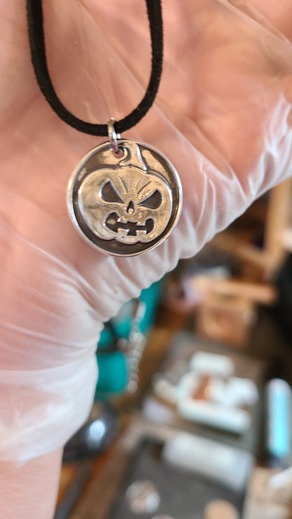 Handmade Fine Silver Pumpkin Time Necklace