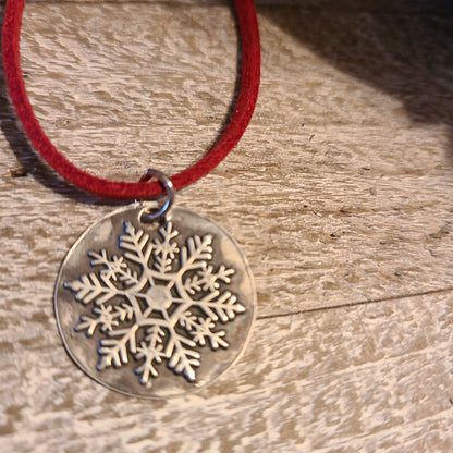 Handmade Pure Silver Snowflake Necklace