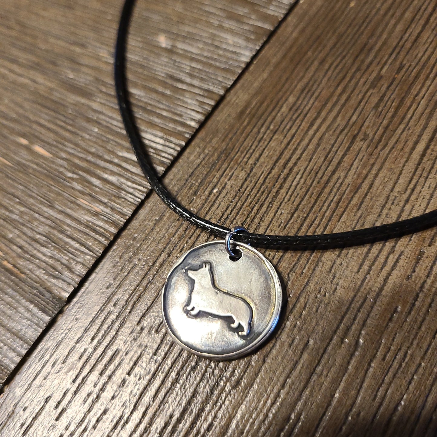 Handmade Fine Silver Necklace Corgi Design Great Gift Made in USA