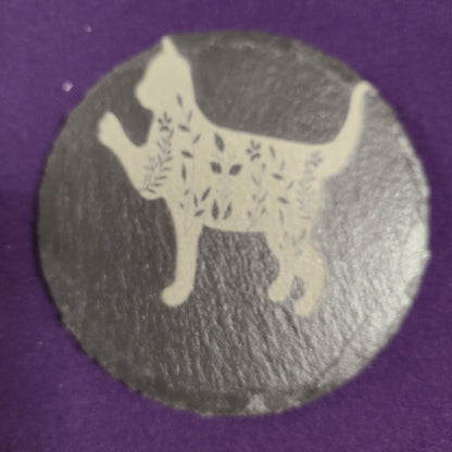 4 Slate Tile Lasered Coasters - Feline Persuasion