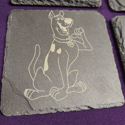 4 Slate Tile Lasered Coasters - Feline Persuasion