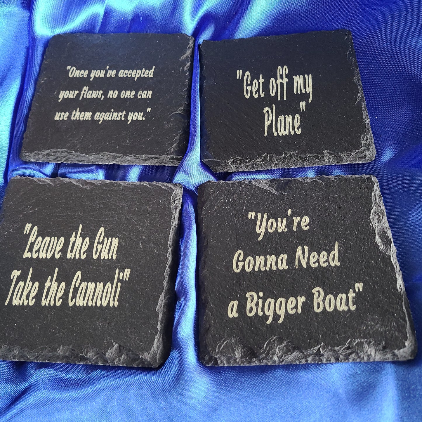 Handmade Slate Coasters - Movie Quips Set - Great Gift