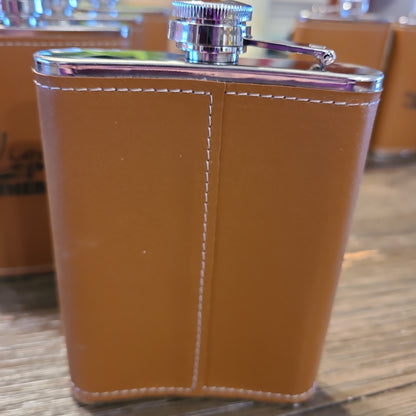 Hip Flask Stainless Steel Leather Bound 8 oz Great Gift