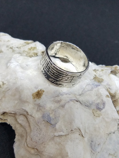 Handmade Fine Silver Sheet Music Ring