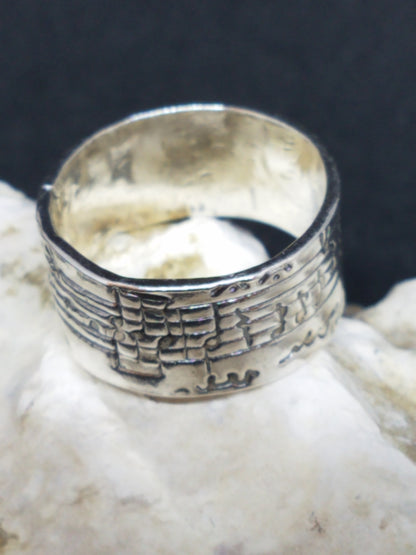 Handmade Fine Silver Sheet Music Ring