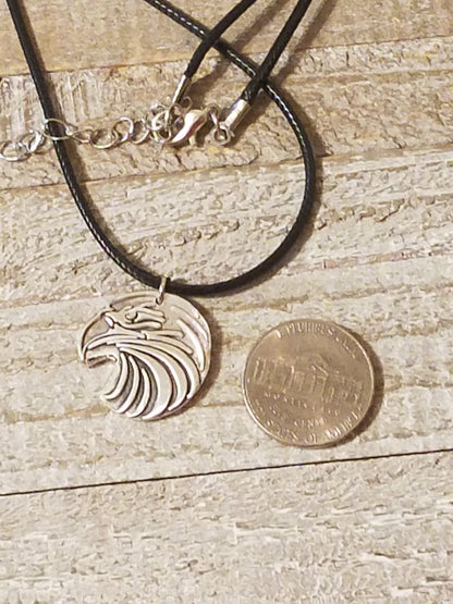 Handmade Fine Silver Eagle Necklace Carved