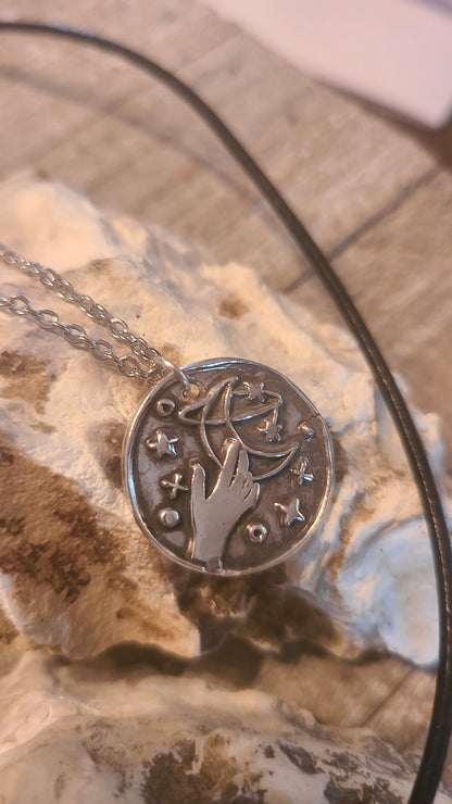 Handmade Fine Silver Pick the Moon Necklace