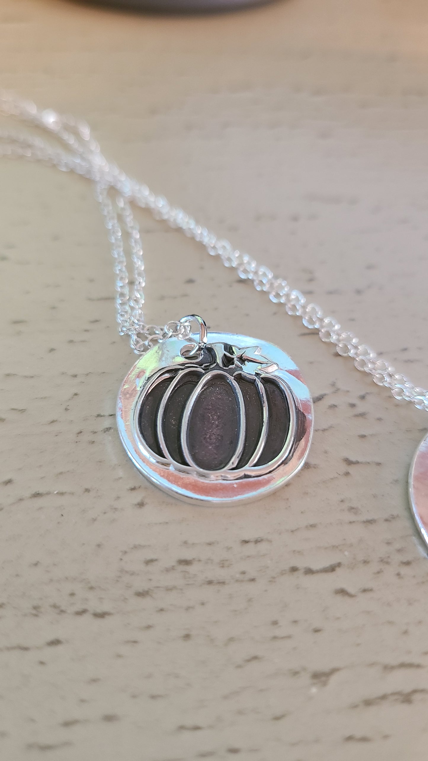 Handmade Fine Silver Just a Pumpkin with Sterling Silver Chain Necklace