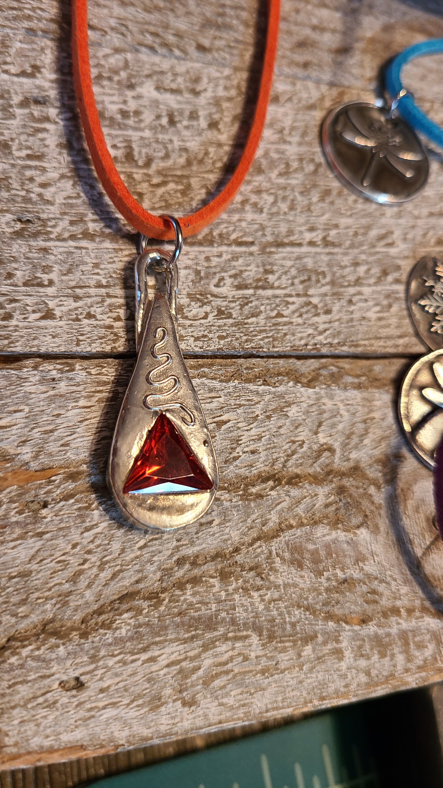 Handmade Fine Silver Tangerine Drop Necklace