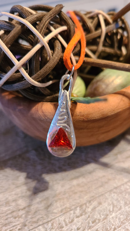 Handmade Fine Silver Tangerine Drop Necklace