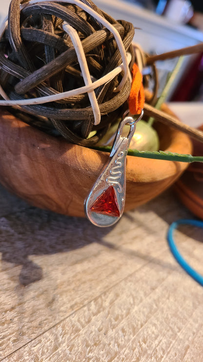 Handmade Fine Silver Tangerine Drop Necklace