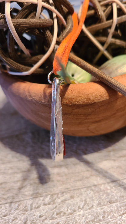 Handmade Fine Silver Tangerine Drop Necklace