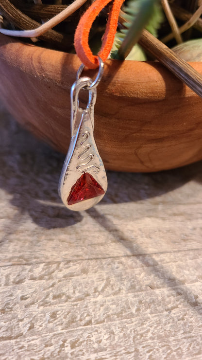 Handmade Fine Silver Tangerine Drop Necklace