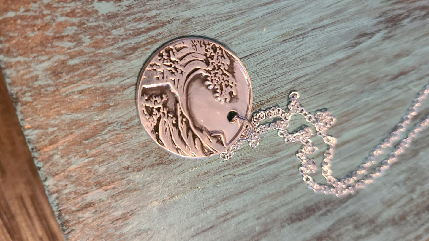 Handmade Silver Great Wave Necklace Great Gift Made in USA