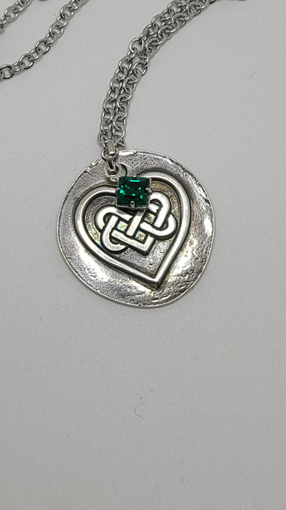 Handmade Celtic Gem Heart Necklace Great Gift Made in USA