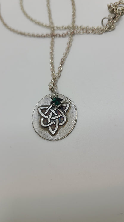 Handmade Silver Celtic Gem Necklace Great Gift Made in USA