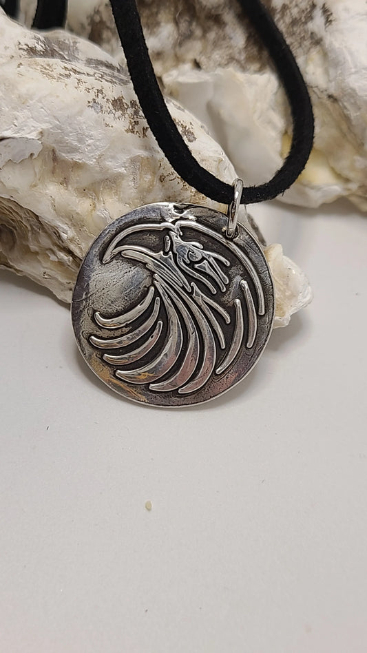 Handmade Pure Silver Stamped Eagle Pendant Great Gift Made in USA