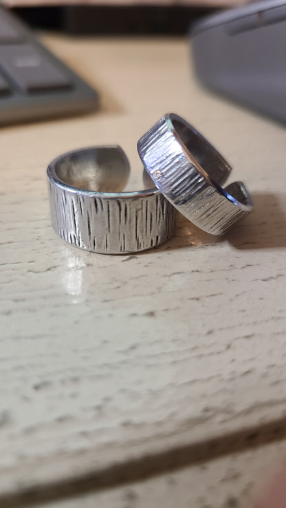 Handmade Adjustable Ring Textured Aluminum - 10th Anniversary Metal