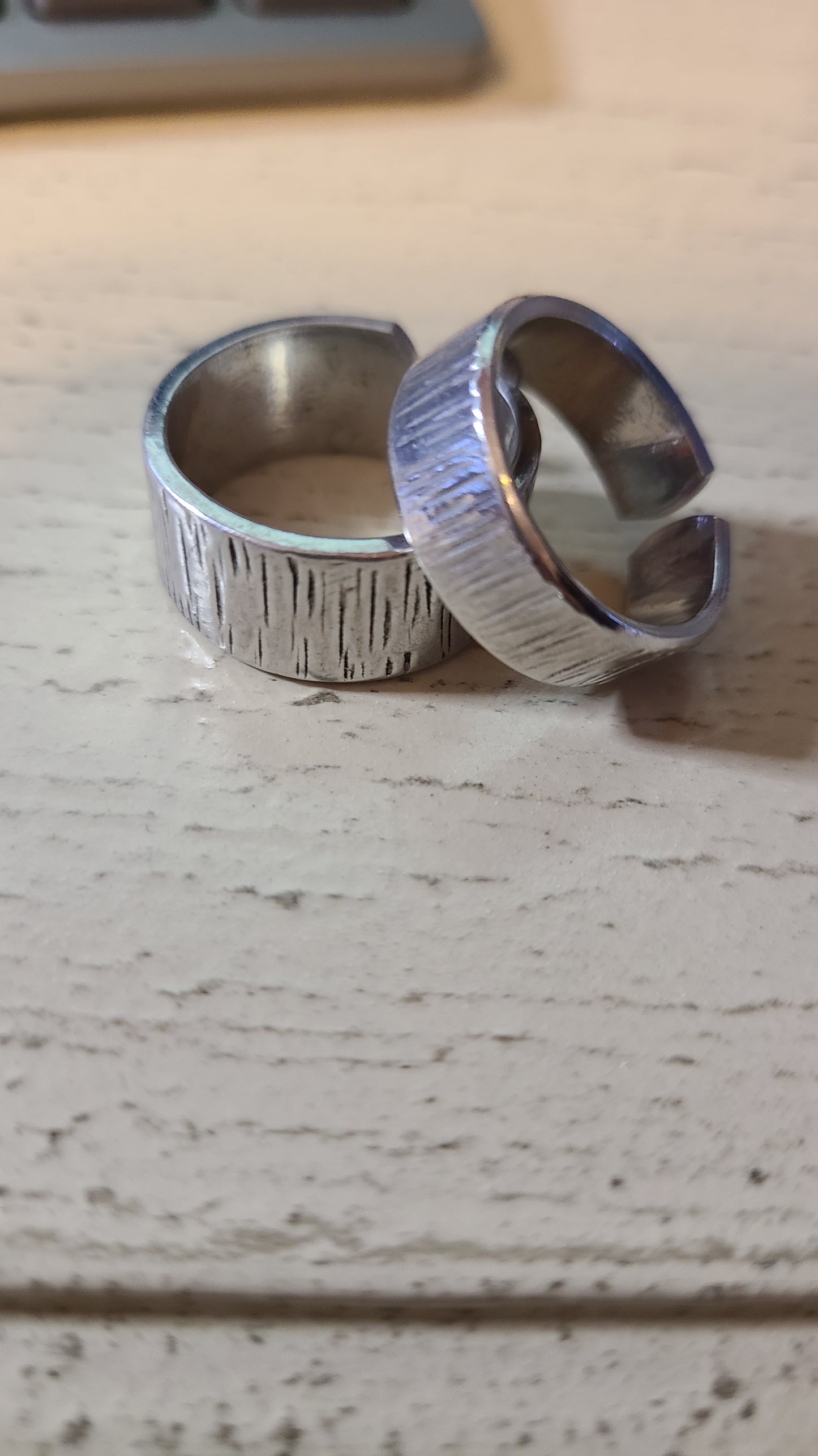 Handmade Adjustable Ring Textured Aluminum - 10th Anniversary Metal