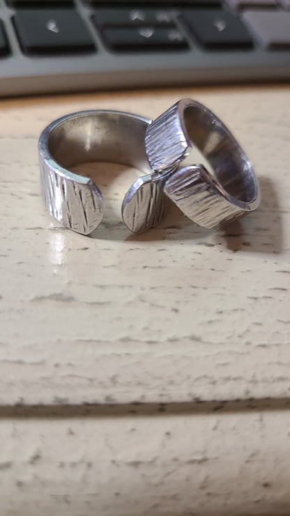 Handmade Adjustable Ring Textured Aluminum - 10th Anniversary Metal