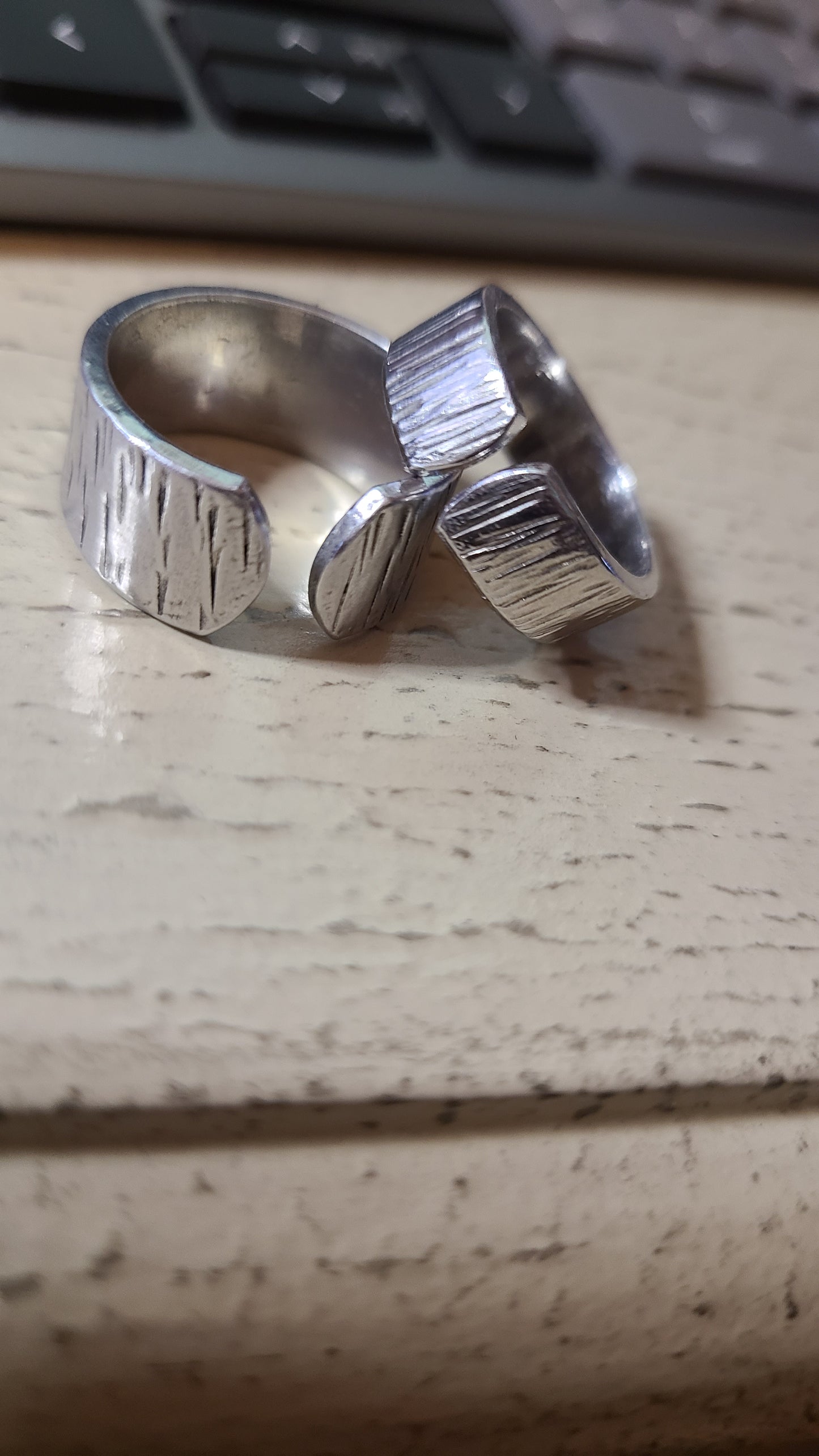 Handmade Adjustable Ring Textured Aluminum - 10th Anniversary Metal