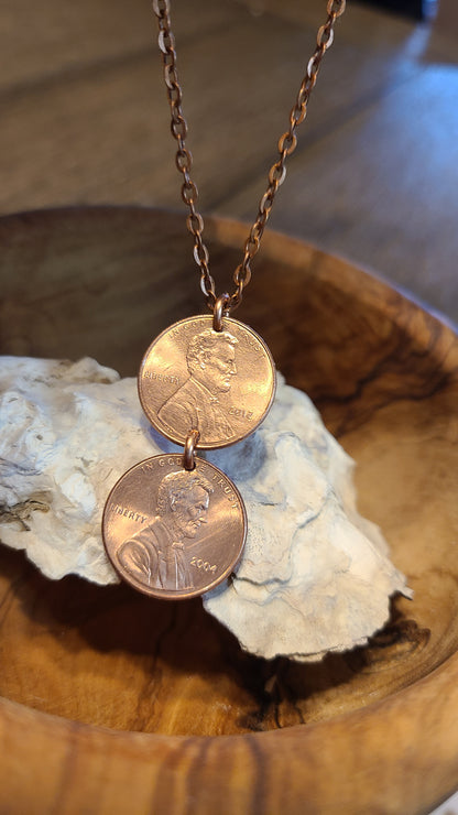 Handmade 2 Penny Necklace Great Gift for Her Great Gift For Him Made in USA