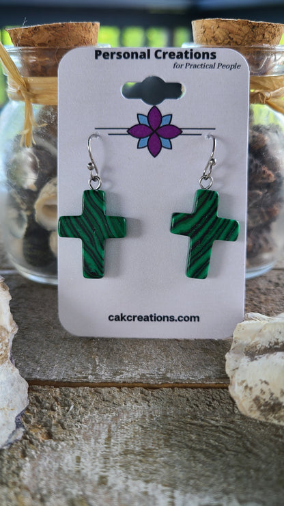 Handmade Stone Cross Earrings