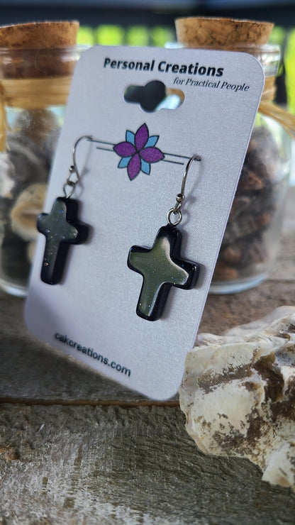 Handmade Stone Cross Earrings