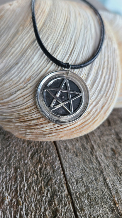 Handmade Fine Silver Pentagram Necklace