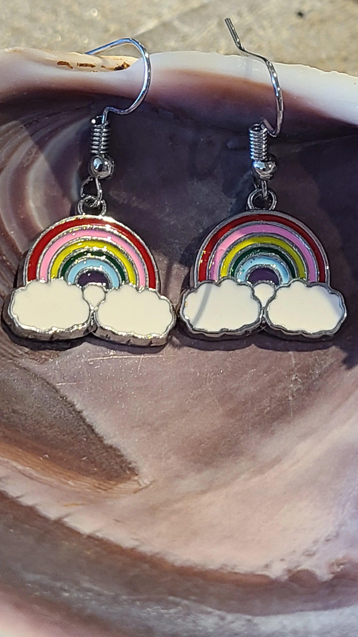 Handmade Rainbow Enameled Charm Earrings