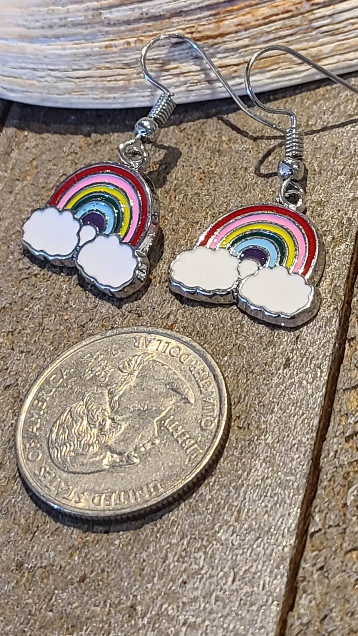 Handmade Rainbow Enameled Charm Earrings