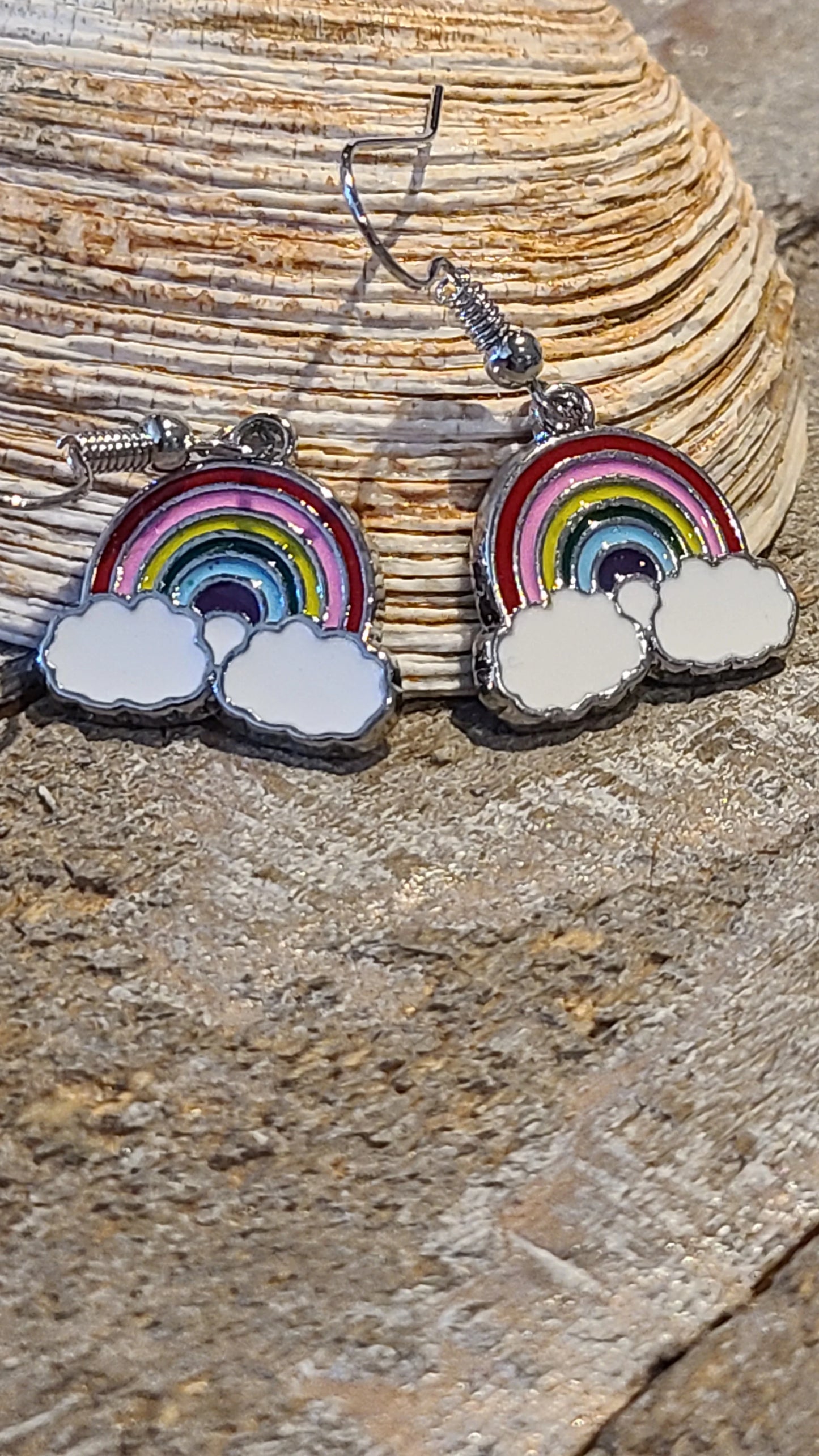 Handmade Rainbow Enameled Charm Earrings